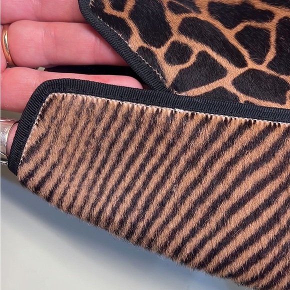 Bruno Magli Brown and Black Heeled Boots with Giraffe Print - Picture 3 of 9